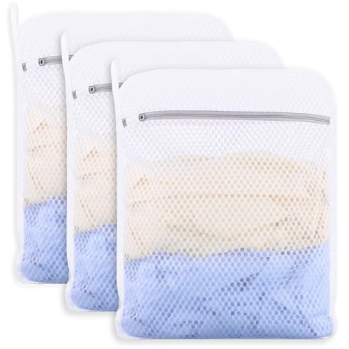 Dntorx 3 Stück Wäschesäcke mit Wabenstruktur, 30 x 40 cm Wäschenetz für Waschmaschine Wäschesack Waschmaschine mit Reißverschluss Wäschebeutel für Feinwäsche BH Socken Unterwäsche