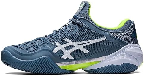 Tenis ASICS Court FF 3 Masculino Clay (Saibro) Azul Aço e Amarelo