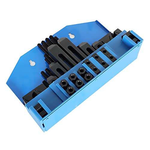 mitoharet 58 Pc 1/2 Inch T-Slot Hold Down Clamp Clamping Kit Mill Machinist Set Replacement for Bridgeport Milling Machine with Plastic Storage Box (3/8-16)