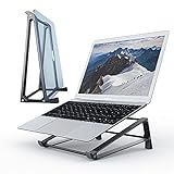 Grarg Laptop Stand, Aluminum Computer Riser for Desk, Space-Saving Vertical Laptop Stand Holder for MacBook, Chromebook, Surface, Tablet, iPad (Up to 17.3 Inches) - Space Grey
