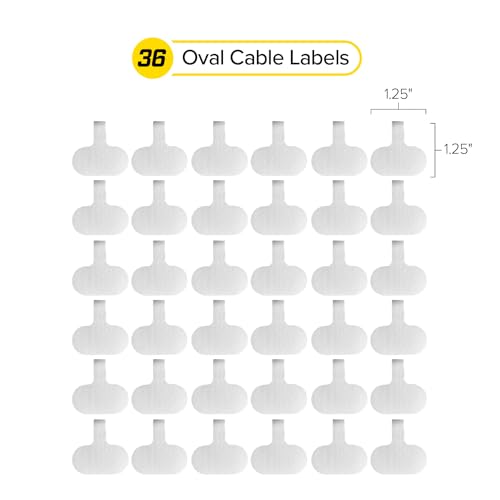 Image of Cable Labels by Wrap-It Storage, Regular, White (36 Pack) - Write On Cord Labels, Wire Labels, Cable Tags and Wire Tags for Cable Management and Electronics, Computers. Great Stocking Stuffer