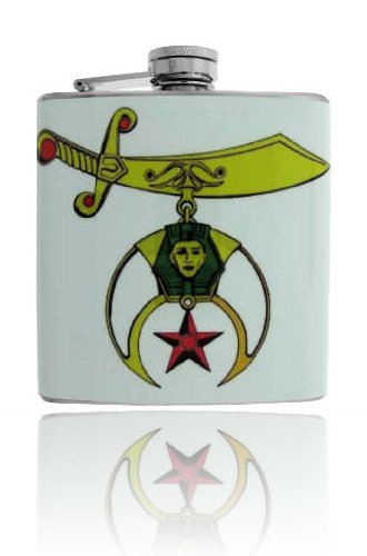 6oz Masonic / Mason Shriners Vinyl Wrap Stainless Steel Flask (3)