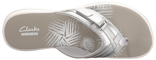 Clarks Women's Breeze Sea Flip-Flop, New Silver Synthetic, 8 #TOP4