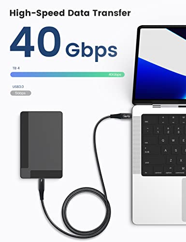 Ricekeja Thunderbolt 4 Cable 6.6 Ft - 40Gbps Data Transfer, 8K Display, 240W Charging - Compatible With Macbook, Ipad Pro, Hub, Docking, And More #TOP3