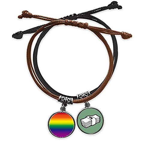 Pulsera LGBT arcoíris con cuerda de cuero degradado ajustable