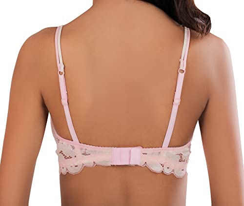 Image of ELGANTE Women's Peach LACE Padded Non- Wired Bra