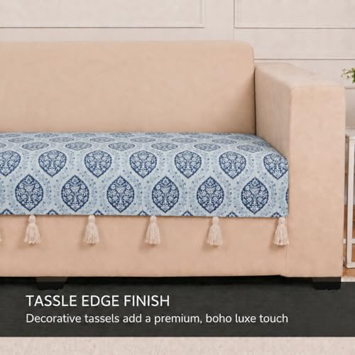 Image of STITCHNEST 'Eden Weaves Collection Series' 3 Seater Sofa Cover| Elegant Woven Fabric, Decorative Tassels, Washable & Durable for Modern Living