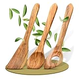 Muuookka Cuchara y Espátula de Madera de Olivo Hechas A Mano. Utensilios de Madera Prácticos y Duraderos. Cucharas de Madera para Cocinar.