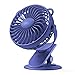 Ventilateur USB, Petit Ventilateur Ultra Silencieux Portable Ventilateur de Bureau, Rotation de 360 Degrés Mini Ventilateur de Table à Pince pour Maison, Table, Bureau, Poussette, Camping, Bleu Foncé