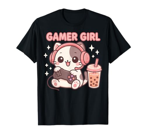 Gamer Girl Cat T-Shirt