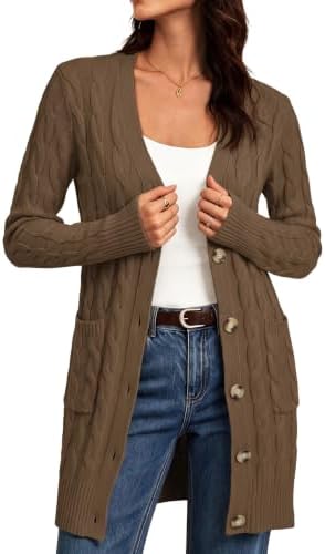GRACE KARIN Women's Cable Knit Sweater Button Long Chunky Cardiga...