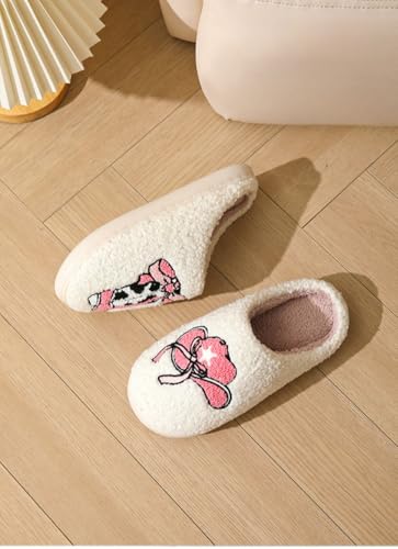 Coquette Western Cowboy Boots Slippers for Women Fluffy Memory Foam Comfort Wear Shoes Wide Lightweight Warm Fuzzy Fur Lined Cotton House Slippers Indoor Bedroom Slides Cute Christmas Gift for Couples3