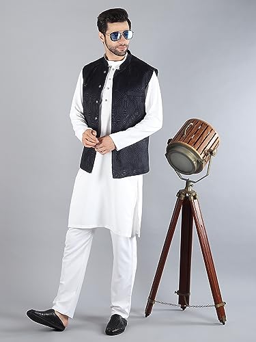 Image of Uri and MacKenzie Men's Silk Blend Kurta Pajama with Designer Ethnic Nehru Jacket /Modi Jacket