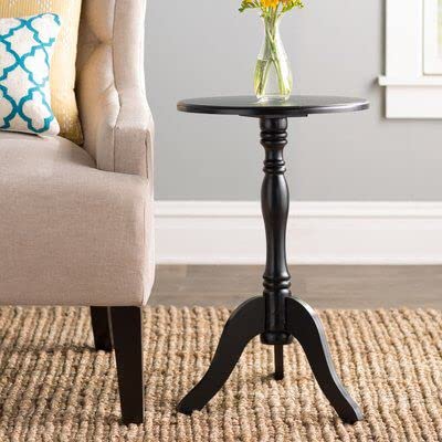 Image of Brown Art SHOPPEE Round Antique Accent Bedside Table Coffee Stand Home Storage Organizer for Living Room Bedroom (Black)