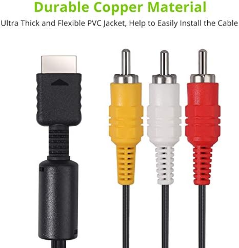 LiNKFOR 1.8m/ 6ft AV Cable for PS1 PS2 PS3 Durable Copper PS to Composite RCA Cable PlayStation 1 2 3 to AV Cable