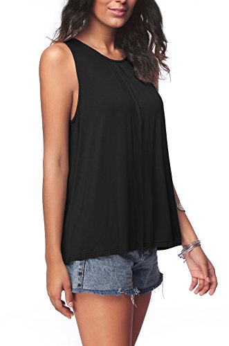 Igenjun White Camisoles For Women Casual Sleeveless Blouses Summer Basic Tank Shirt,Black,M #TOP1