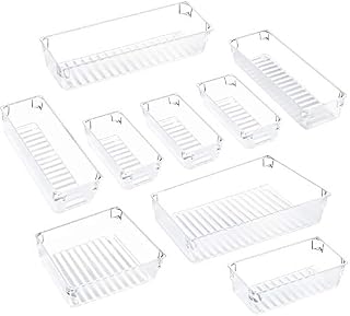 Kootek 9 Pcs Desk Drawer Organizer Trays 4-Size Bathroom Drawer Tray Dividers Plastic
