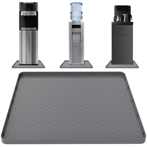 Image of Water Cooler Mat - (22 inch x 19 inch) Non-Slip Water Cooler Dispenser Mat with Raised Edges for Floor Protection, Under Water Cooler Dispenser Mat, Great for Bedrooms,Kitchens, Offices, Bars (Gray)