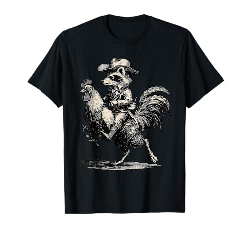 Country Cowboy Raccoon Trash Panda Cowgirl Western Texax T-Shirt