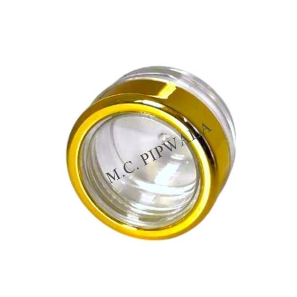 m.c. pipwala 5 gm round shape transparent container with cap (golden see through cap, 24)