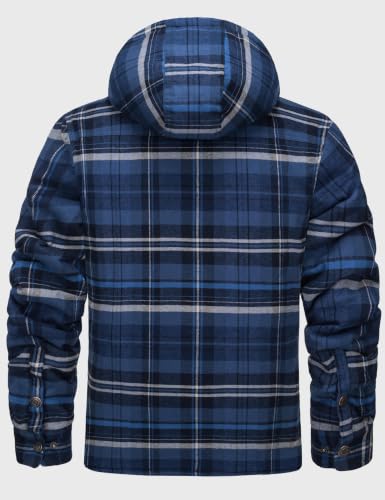 Image of MAGNIVIT Men's Flannel Jacket Plaid Fleece Button Hoodie Jackets Shirt | pure cutton,5 pocket,adjustable drawstring hood,casual,work,outdoor