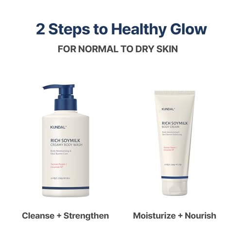 KUNDAL Soymilk Body Wash & Body Cream Set, Moisturizing Body Care with Ceramides, Hydrating Skincare Duo for Dry Skin, Mellow Vanilla Scent (16.9 fl oz + 6.76 fl oz) - Image 8