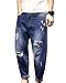 Huixin Jeans Denim pour Homme Pantalon Denim Détruit Pantalon Loisirs Denim Détruit Sarouel Pantalon De Vestiaire Décontracté Casier Vintage Pantalon D'Été (Color : Dunkelblau, Size : 38)