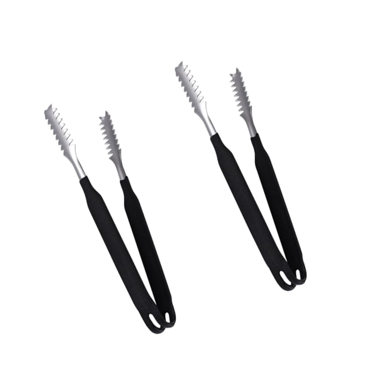KICHOUSE 1set Non Stainless Steel Serving Tongs with Toothed Resistant Food Clip for Ice Sugar Appetizers for Home Party Kitchen Use Black 2pcs