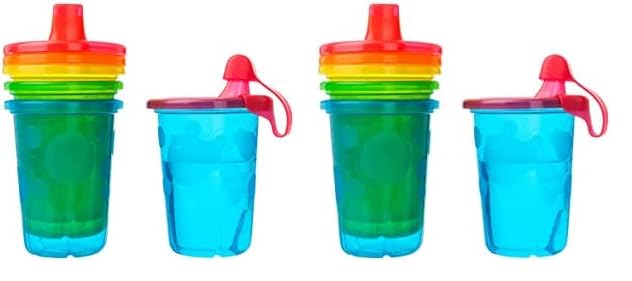 The First Years Take & Toss - Vasos con pajita, multicolor con pajitas, tazas para beber y suministros para fiestas, esenciales para la alimentación