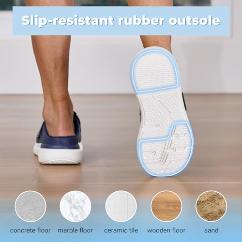 Image of FitVille Wide Slippers for Men Slip-On Wide Mens Mules Clogs for Swollen Feet Adjustable Indoors Lightweight Walking Shoes