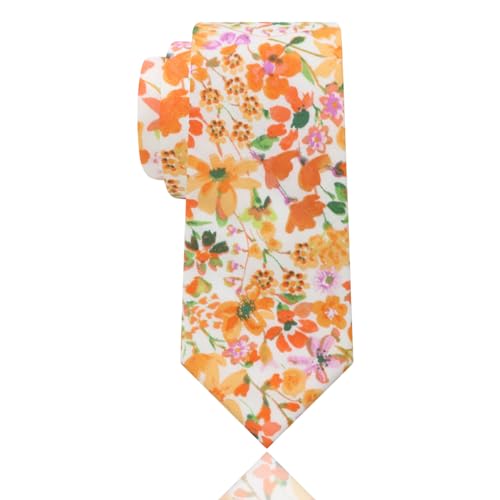 Image of Luckyvestir Mens Ties, Sage /Dusty Blue /Pink Floral Ties for Men, 2.76 inch Cotton Flower Necktie for Wedding /Groomsmen /Party