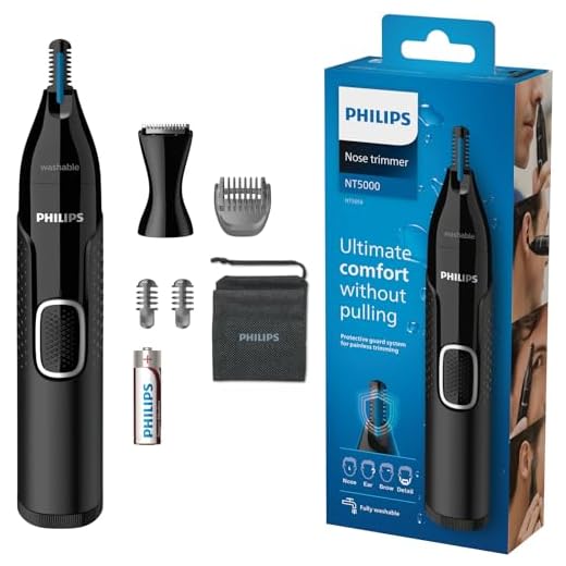Philips nästrimmer 5000-serien - Trimma näsa, öron- och ögonbrynhår - Fullt tvättbar - Hudskydd - Rostfria blad - Lämplig under duschen - Precisionskam - Resepåse - NT5650/16