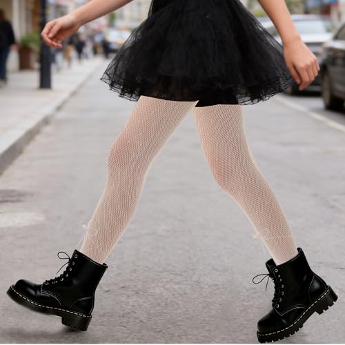 Image of Girls Lace Fishnet Tights Toddler Sheer Patterned Stockings Hollow Dance Pantyhose for Kids Halloween Tights