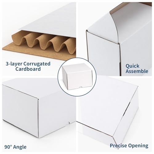 Image of ZBEIVAN 12x6x4 White Shipping Boxes Set of 25, Corrugated Cardboard Mailer Boxes for Packaging Small Business Mailing Gifts