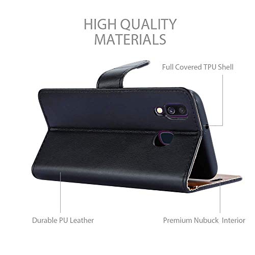 iCatchy For Samsung Galaxy A40 Case Wallet Book [Stand View] Cover Magnetic Closure [Kickstand] Full Protection Premium Leather Folio Case Compatible with for Samsung Galaxy A40 (Black)