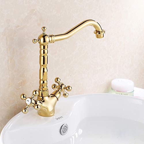 Robinet de salle de bain doré anti-corrosion mélangeur lavabo durable