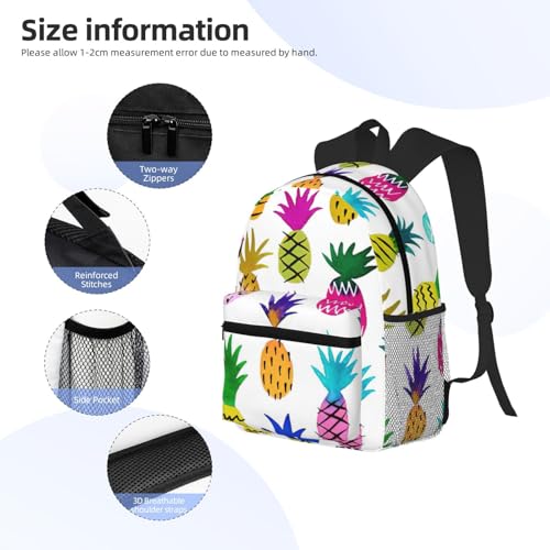 Sac à dos imprimé ananas coloré léger et mixte - 5