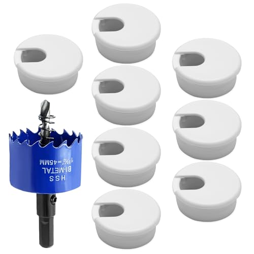 Œillet de bureau blanc 4,5 cm pour masquer les câbles encombrants du meuble