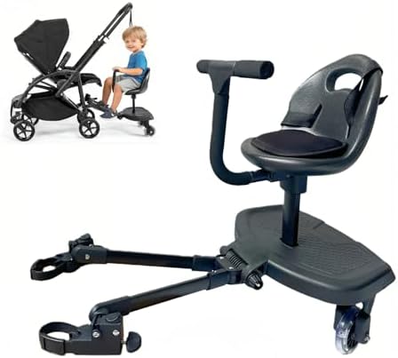 Universal Stroller Board Attachment for Toddler, 2in1 Sit & Stand Detachable Seat, Fits Most Strollers Like Evenflo, Nuna, Uppa Baby, Holds Up to 55 LBS, Black