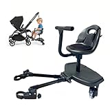 Universal Stroller Board Attachment for Toddler, 2in1 Sit & Stand Detachable Seat, Fits Most Strollers, Holds Up to 55 LBS, Black