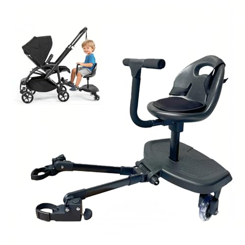 Universal Stroller Board Attachment for Toddler, 2in1 Sit & Stand Detachable Seat, Fits Most Strollers, Holds Up to 55 LBS, Black