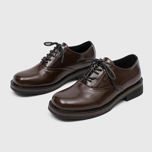 Men's Business Derby Shoes with Retro Square Toe Design, Casual Formal Work Office Leather Shoes, Slip-Resistant and Lightweight Suit Dress Loafers4