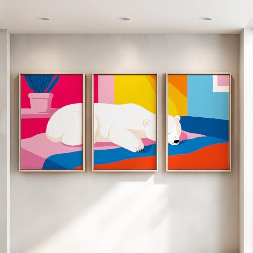 Lienzos minimalistas de animales en rosa y magenta para iluminar tu sala de estar 2