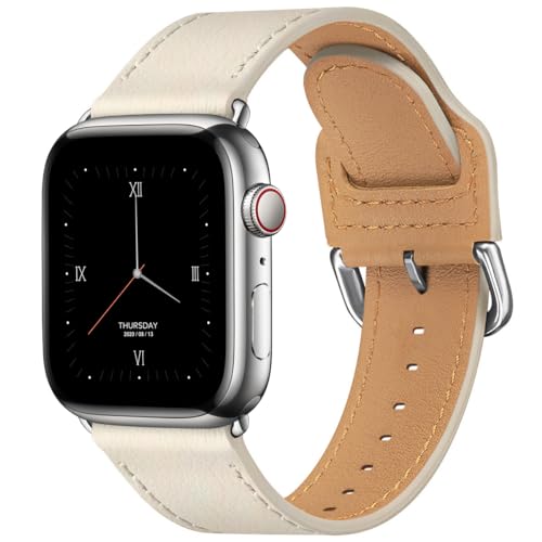 Thin Genuine Leather Bands Compatible with Apple Watch for Women Men