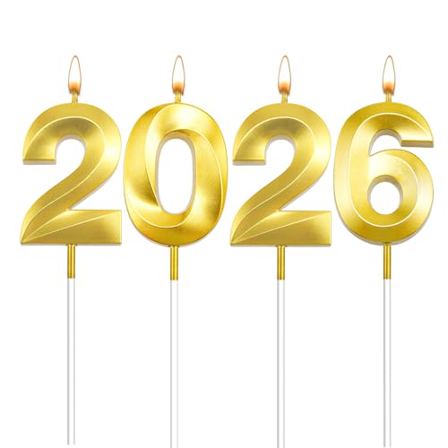 Graduation Candle Gold 2026 Candle, 4 Pcs 3D Visual 2026 Graduation Decorations, New...