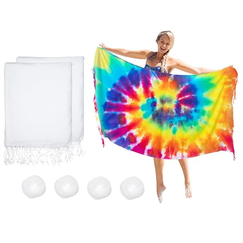 Dielianyi 2PCS Turkish Beach Towels for Tie-dye 71x39 Oversized White Beach Towel for tie dye Party Lightweight Beach Blanke for Bath Towel Travel Towels with tie dye Thread