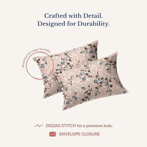 Image of Jaipur Weaves Bedsheet Queen Size 100% Pure Cotton Bed Sheet with 2 Pillow Covers, 240 TC Premium Bedding Set, 90x100 inch, Super Soft Cozy (Spring Tulips Pink)