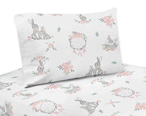 Buy 2 get 3 Sweet Jojo Designs Blush Pink and Grey Woodland Boho Dream Catcher Arrow Queen Sheet Set for Gray Bunny Floral Collection - 4 Piece Set - Watercolor Rose Flower