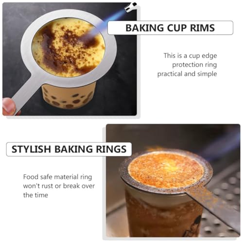 4 anillos para tazas de hornear de acero inoxidable con mango resistente al óxido 4