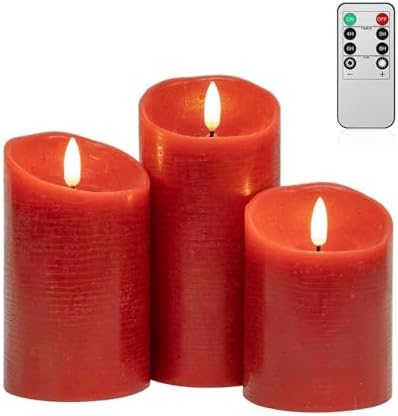 ANGELLOONG Red Candles, Flickering Flameless Candles with Remote